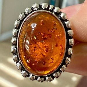 Elegant Amber Oval Ring